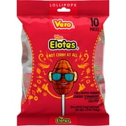 Dulces Vero Elotes Strawberry Candy Lollipops with Chili Pepper Powder, 10 Count Bag