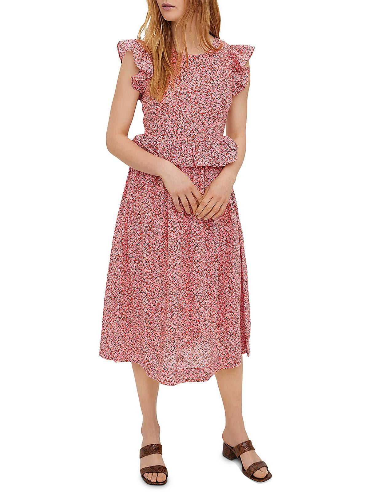 Vero Moda Womens Floral Print Midi Fit & Flare Dress - Walmart.com
