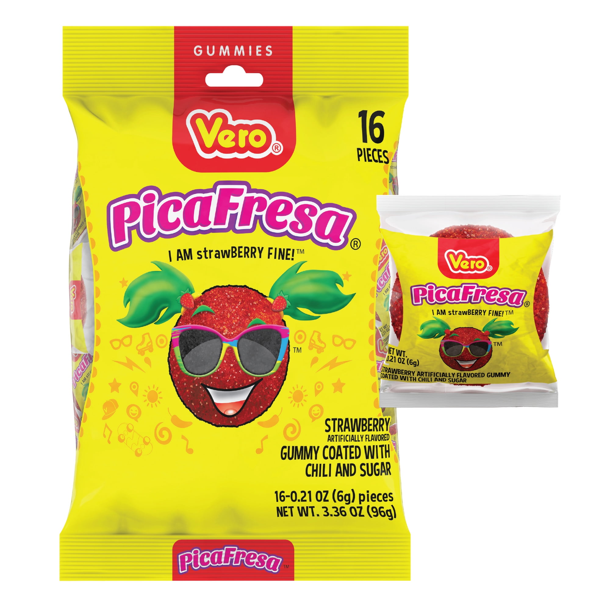 Vero Picafresa 16 Count Bag, Strawberry Flavored Chewy Candy