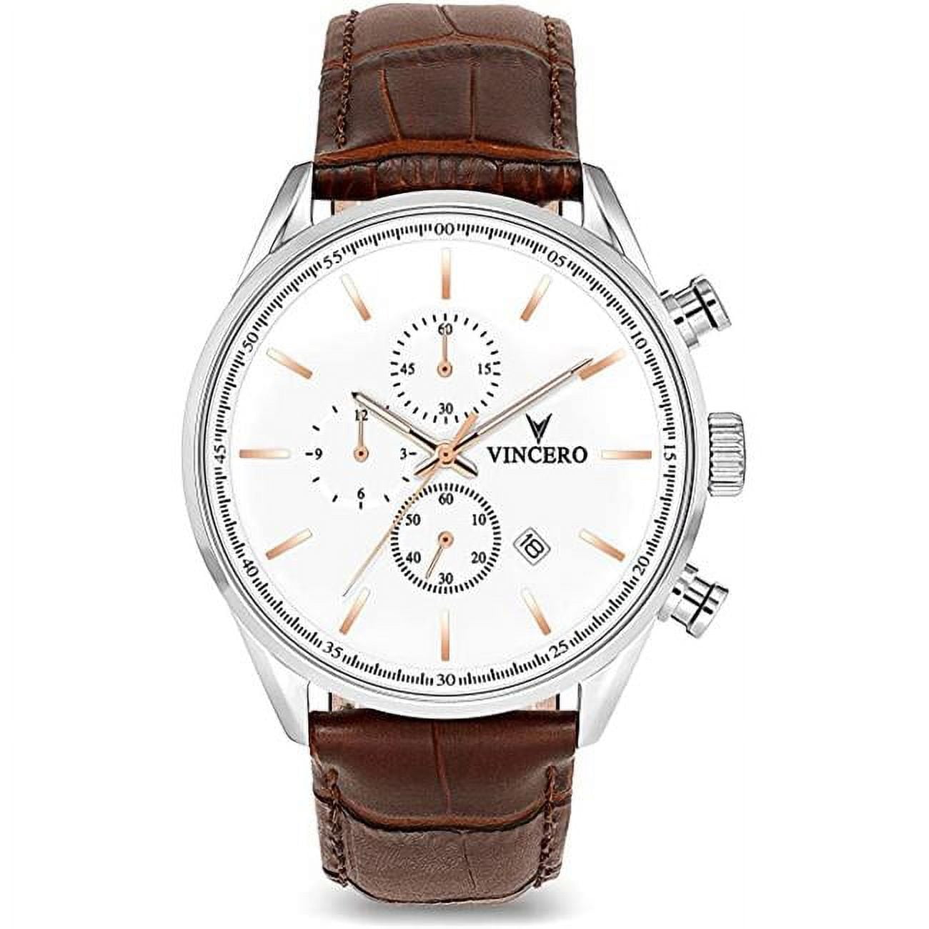 Vero WHI-SIL-S08 Vincero Luxury Mens Chrono S Wrist Watch, Silver & Rose Gold