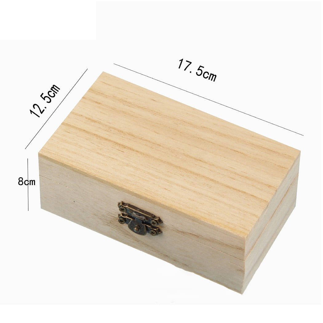 Verolina Plain Wood Wooden Square Hinged Storage Boxes Craft Box