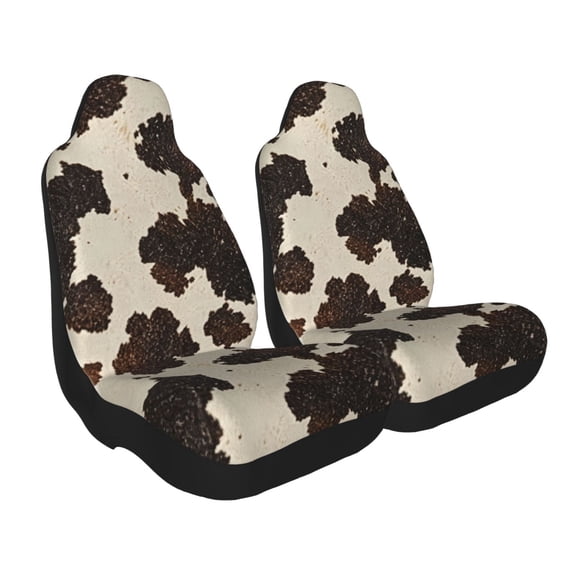 Verolix 2-Pack Cow Print Car Seat Covers, Western Ranch Style Front Seat Protectors, Breathable Mesh Fabric Universal Fit Auto Interior Covers for Cars SUVs Trucks