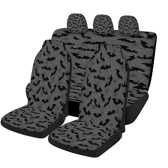 Verolix 5 Pack Halloween Bat Web Car Seat Covers, Breathable Mesh Fabric Front Seat Protectors, Dark Gothic Spider Web Pattern, Universal Fit Auto Seat Covers for Cars SUVs Trucks Vans