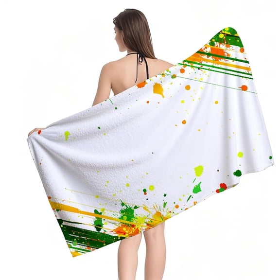 Verolix Abstract Paint Splash Beach Towel 28 x 56 Inch Towelcloth Bath Towel, Lightweight Quick Dry Travel Towel for Beach Pool Camping Vacation