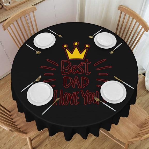 Verolix Best Dad Round Tablecloth 60 Inch, Father's Day Decorative Table Cover for Dining Table Celebration