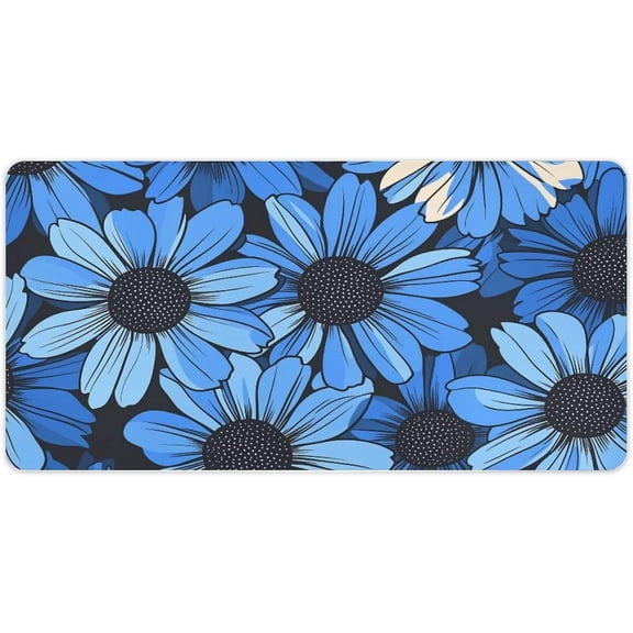 Verolix Blue Daisy Mouse Pad 24 x 12 Inch Large Desk Mat, Floral Pattern Extended Mouse Pad, Smooth Jiajibu Surface, Non-Slip Rubber Base Desk Pad for Office Home Gaming