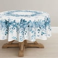 thumbnail image 1 of Verolix Blue Floral Round Tablecloth 60 Inch, Botanical Leaf Table Cover for Dining Table Decoration, 1 of 5