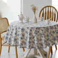 thumbnail image 1 of Verolix 60 inch Round Tablecloth, Featuring Blue Floral Botanical Pattern, Made from Polyester Fabric for Dining Kitchen Home Decor, 1 of 5