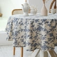 thumbnail image 1 of Verolix Blue Floral Round Tablecloth 60 Inch, Farmhouse Flower Polyester Table Cover for Dining Table Decor, 1 of 5