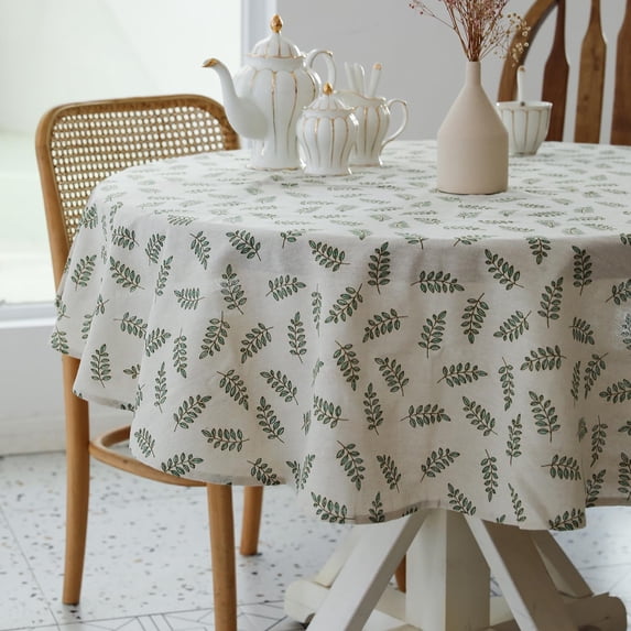 Verolix Blue Floral Round Tablecloth 60 Inch, Farmhouse Flower Polyester Table Cover for Dining Table Decor