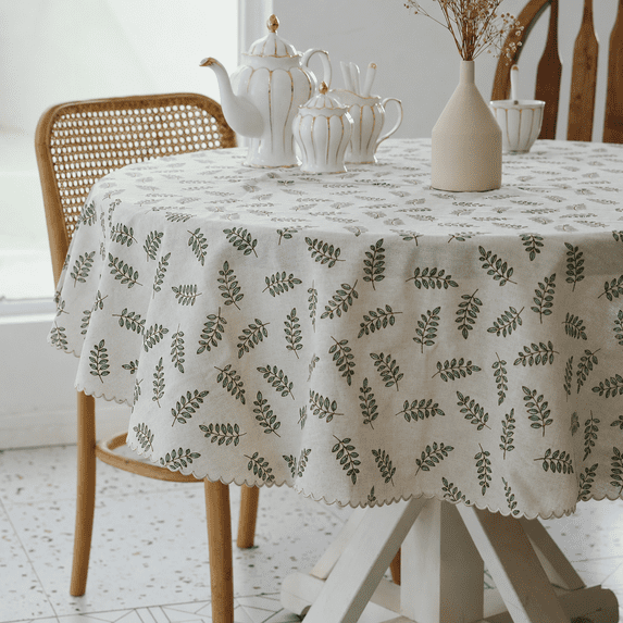 Verolix Blue Floral Round Tablecloth 60 Inch, Farmhouse Flower Polyester Table Cover for Dining Table Decor