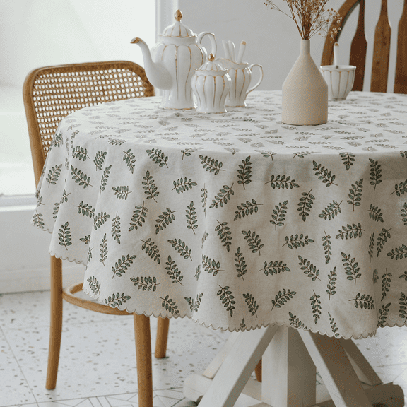 Verolix Blue Floral Round Tablecloth 60 Inch, Farmhouse Flower Polyester Table Cover for Dining Table Decor