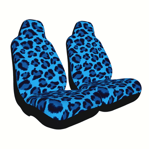 Verolix Blue Leopard Print Car Seat Covers, 2 Pack Mesh Fabric Front Seat Protectors, Wild Free Style Automotive Seat Covers for Cars SUVs Trucks