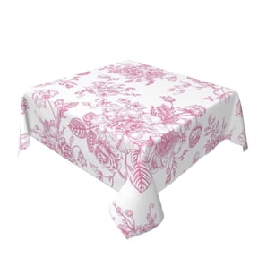 Verolix 60 x 60 Inch Square Tablecloth, Pink Botanical Floral Pattern Polyester Table Cover for Dining Kitchen Parties Everyday Home Decor