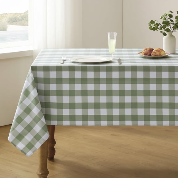 Verolix Checkered Tablecloth 60 x 60 Inch Square, Pink White Gingham Table Cover, Waterproof Washable Wrinkle Resistant Polyester Fabric for Kitchen Dining Indoor Outdoor Use