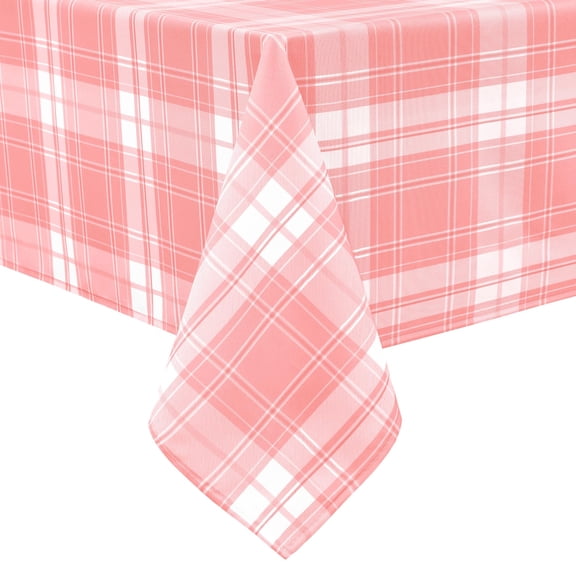 Verolix Checkered Tablecloth 60 x 84 Inch Rectangle, Pink Plaid Gingham Table Cover, Waterproof Washable Wrinkle Resistant Table Cloth for Kitchen Dining Indoor Outdoor Use