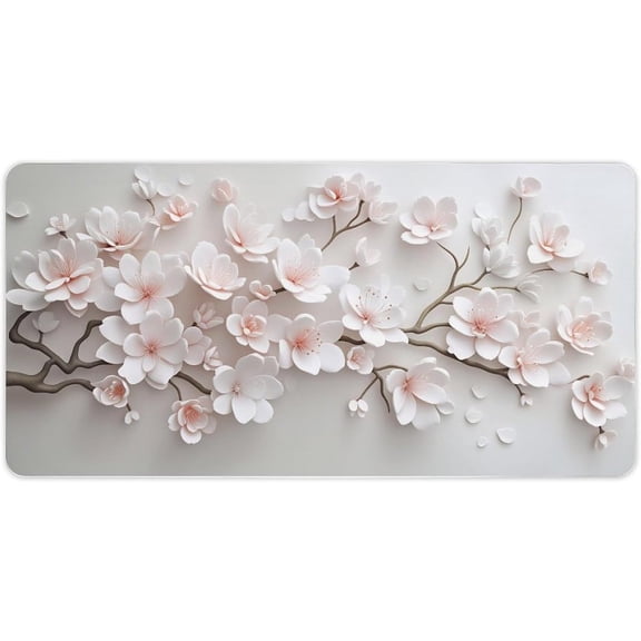 Verolix Cherry Blossom Mouse Pad 24 x 12 Inch Extended Desk Mat, Large Desk Mouse Pad, Smooth Jiajibu Surface, Non-Slip Rubber Base, Waterproof Desk Pad for Office Home