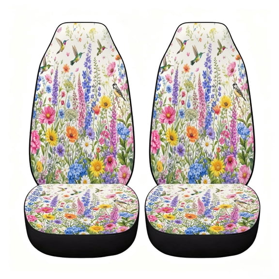 Verolix Classic Colorful Field Flower Car Seat Covers, Front Seats Only Set of 2, Universal High Back Mesh Fabric Seat Covers for Cars, SUVs, Sedans and Vans