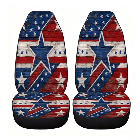 Verolix Classic Rustic Flag Stars Car Seat Covers, Front Seats Only Set of 2, Universal High Back Mesh Fabric Seat Covers for Cars, SUVs, Sedans and Vans