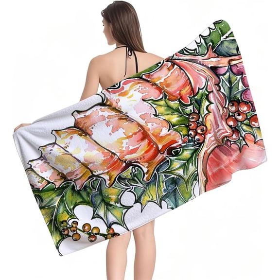 Verolix Coastal Shell Beach Towel 28 x 56 Inch Towelcloth Quick Dry Lightweight Bath Towel Tropical Ocean Travel Towel for Pool Beach Vacation Camping Spa Outdoor Activities