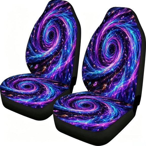 Verolix Cosmic Vortex Car Seat Covers, 2-Piece Front Protectors, Breathable Mesh Fabric, Universal Fit for Sedans Suvs Vans Trucks