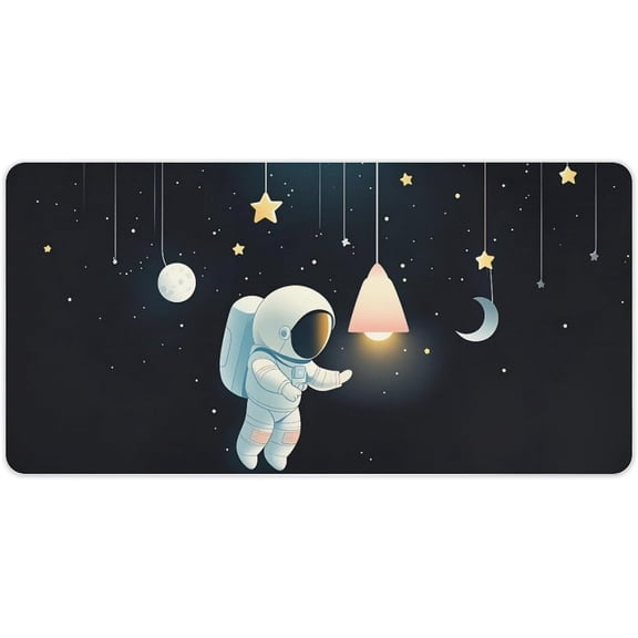 Verolix Cute Astronaut Mouse Pad 24 x 12 Inch Large Desk Mat, Space Star Hanging Lamp Design Extended Mouse Pad, Smooth Jiajibu Surface, Non-Slip Rubber Base Desk Pad for Office Home Gaming