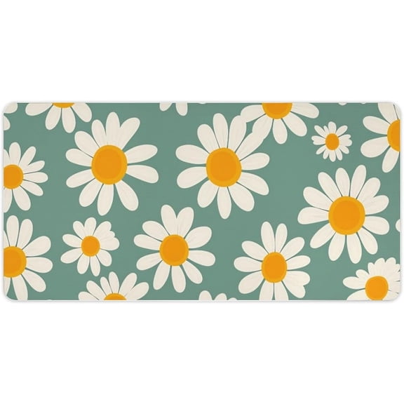 Verolix Daisy Mouse Pad 24 x 12 Inch Large Desk Mat, Floral Pattern Extended Mouse Pad, Smooth Jiajibu Surface, Non-Slip Rubber Base Desk Pad for Office Home Gaming