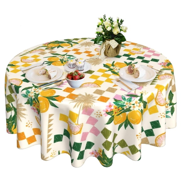 Verolix Easter Round Tablecloth 60 Inch, Colorful Egg Pattern Table Cover Spring Holiday Dining Tablecloth for Kitchen Party Decor