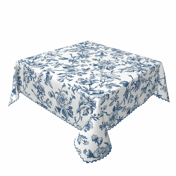 Verolix Floral Tablecloth 60 x 60 Inch Square, Blue Hydrangea Flower Table Cover, Waterproof Washable Wrinkle Resistant Polyester Fabric for Kitchen Dining Indoor Outdoor Use