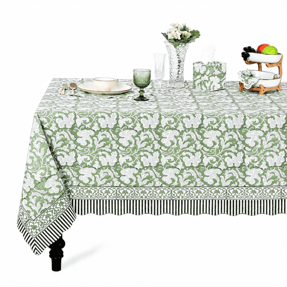 Verolix 60 x 60 inch Square Tablecloth, Featuring Sage Green Floral Pattern, Made from Polyester Fabric for Dining Kitchen Party Home Decor