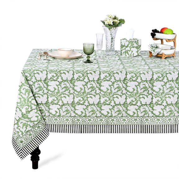 Verolix Floral Tablecloth 60 x 60 Inch Square, Blue White Pattern Table Cover, Waterproof Washable Wrinkle Resistant Polyester Fabric for Dining Kitchen Indoor Outdoor Use
