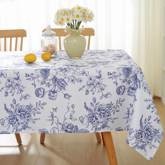 Verolix Floral Tablecloth 60 x 84 Inch Rectangular, Decorative Waterproof Polyester Table Cover, Botanical Print Table Cloth for Dining Kitchen Party Indoor Outdoor