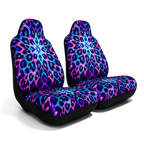 Verolix Front Car Seat Covers 2 Pack Galaxy Wild Print Mesh Fabric Universal Bucket Seat Covers for Cars SUVs Trucks Vans Easy Install