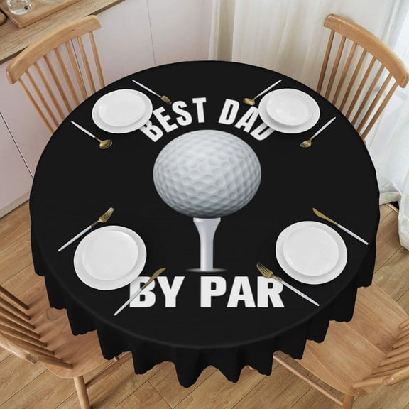 Verolix Golf Theme Father's Day Round Tablecloth 60 Inch, Decorative Table Cover for Dining Table Celebration