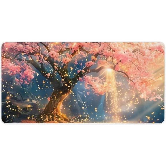 Verolix Large Mouse Pad 24 x 12 Inch, Glowing Blossom Tree Desk Mat, Waterproof Jiajibu Surface with Non-Slip Rubber Base, Extended Keyboard Mouse Pad for Office Home Gaming Desk