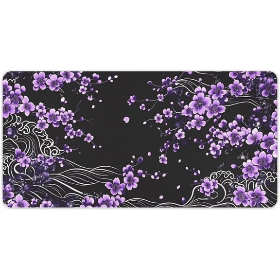 Verolix Large Mouse Pad 24 x 12 Inch, Purple Blossom Wave Desk Mat, Waterproof Jiajibu Surface with Non-Slip Rubber Base, Extended Keyboard Mouse Pad for Office Home Gaming Desk