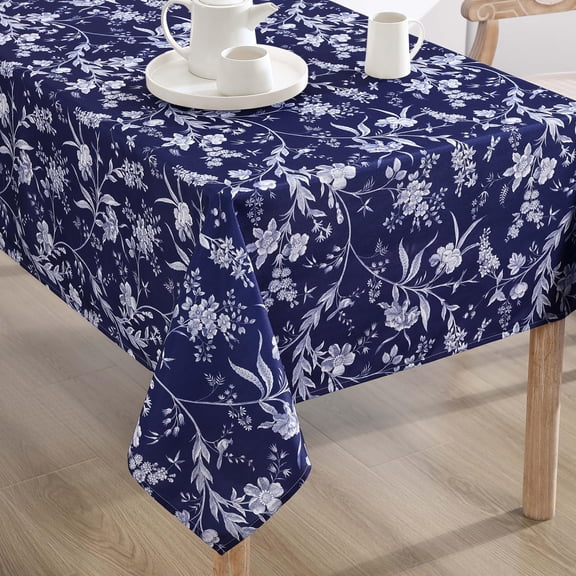 Verolix Lemon Floral Tablecloth 60 x 84 Inch Rectangular, Decorative Waterproof Polyester Table Cover, Elegant Botanical Table Cloth for Dining Kitchen Party Indoor Outdoor