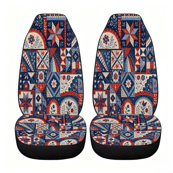 Verolix Navy Southwestern Patchwork Front Seat Covers, Set of 2 Universal High Back Car Seat Covers, Breathable Mesh Fabric Seat Covers for Cars, SUVs, Sedans and Vans