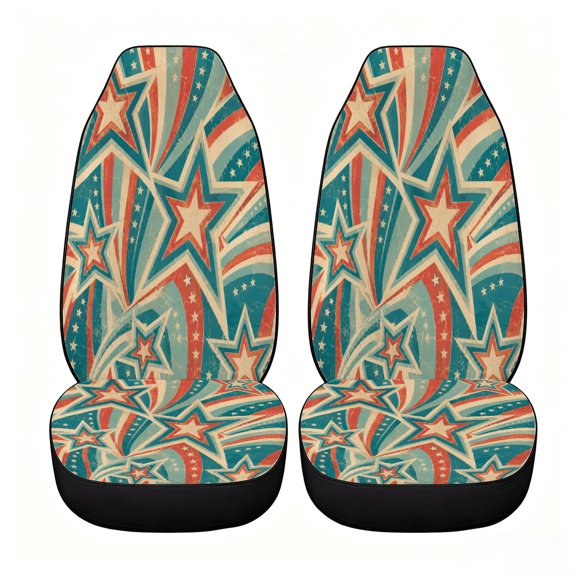 Verolix Retro Star Floral Burst Car Seat Covers, Front Seats Only Set of 2, Universal High Back Mesh Fabric Seat Covers for Cars, SUVs, Sedans and Vans