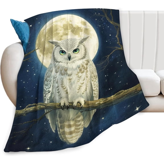 Verolix Soft Plush Throw Blanket, Moonlit Night Bird Artwork Fleece Blanket, Cozy Lightweight Decorative Sofa Bed Throw, 40 x 50 Inches