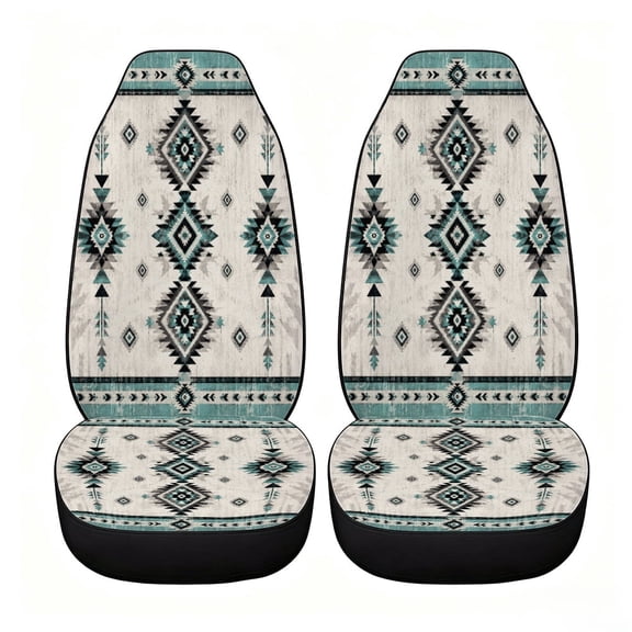 Verolix Soft Teal Southwest Diamond Car Seat Covers, Front Seats Only Set of 2, Universal High Back Mesh Fabric Seat Covers for Cars, SUVs, Sedans and Vans