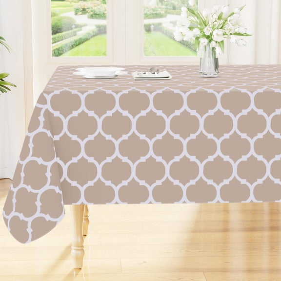 Verolix Square Tablecloth 60 x 60 Inch, Black White Moroccan Geometric Table Cover, Waterproof Polyester Fabric, Washable Wrinkle Resistant Table Cloth for Dining Kitchen Indoor Outdoor