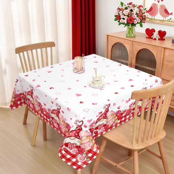 Verolix Star Print Tablecloth 60 x 60 Inch Square, Red Blue Decorative Table Cover, Waterproof Washable Wrinkle Resistant Polyester Fabric for Kitchen Dining Party Indoor Outdoor Use