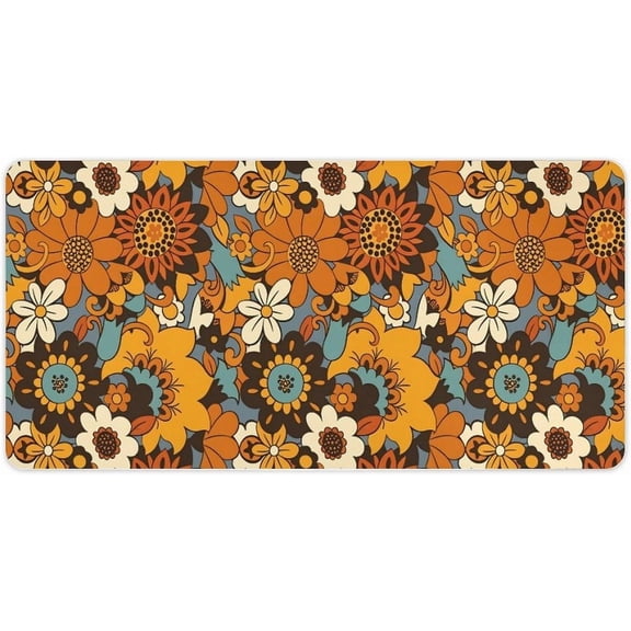 Verolix Sunflower Daisy Mouse Pad 24 x 12 Inch Large Desk Mat, Retro Floral Pattern Extended Mouse Pad, Smooth Jiajibu Surface, Non-Slip Rubber Base Desk Pad for Office Home Gaming