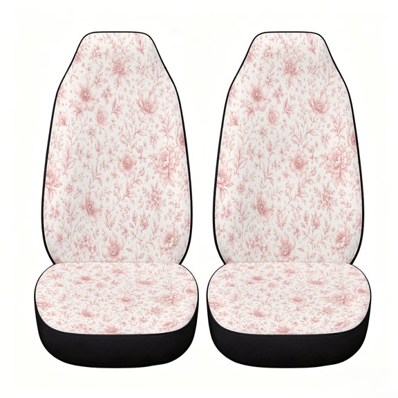 Verolix Tiny Pink Blossom Pattern Car Seat Covers, Front Seats Only Set of 2, Universal High Back Mesh Fabric Seat Covers for Cars, SUVs, Sedans and Vans
