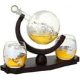 thumbnail image 1 of Verolux Whiskey Globe Decanter Set with 2 Glasses with Etched World Map in Gift Box - for Liquor, Whiskey, Brandy, Gin, Rum, Tequila, Vodka, and Brandy - Home Bar Accessories for Men and Women, 1 of 8