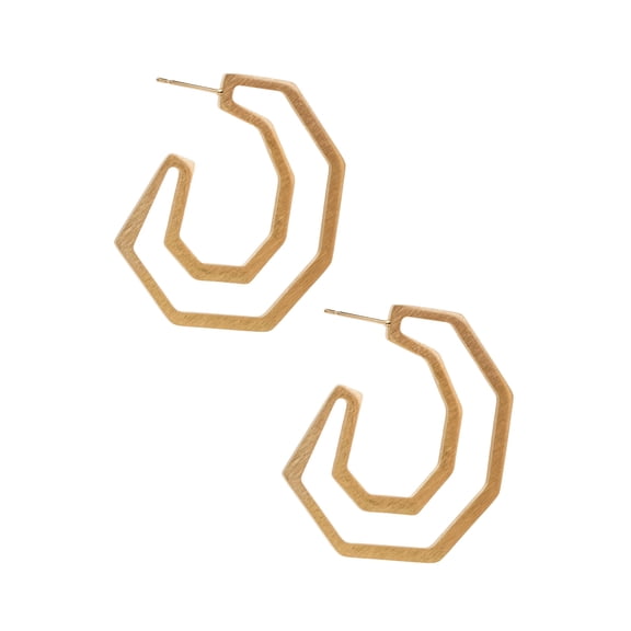 Veroma Gold Angled Hoop Earrings with Post Back