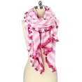 thumbnail image 1 of Veroma Pink and White Striped Scarf with Pom Fringe, 100% Cotton Scarf, 1 of 3