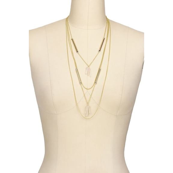 Veroma Quartz Double Pendant Layered Necklace