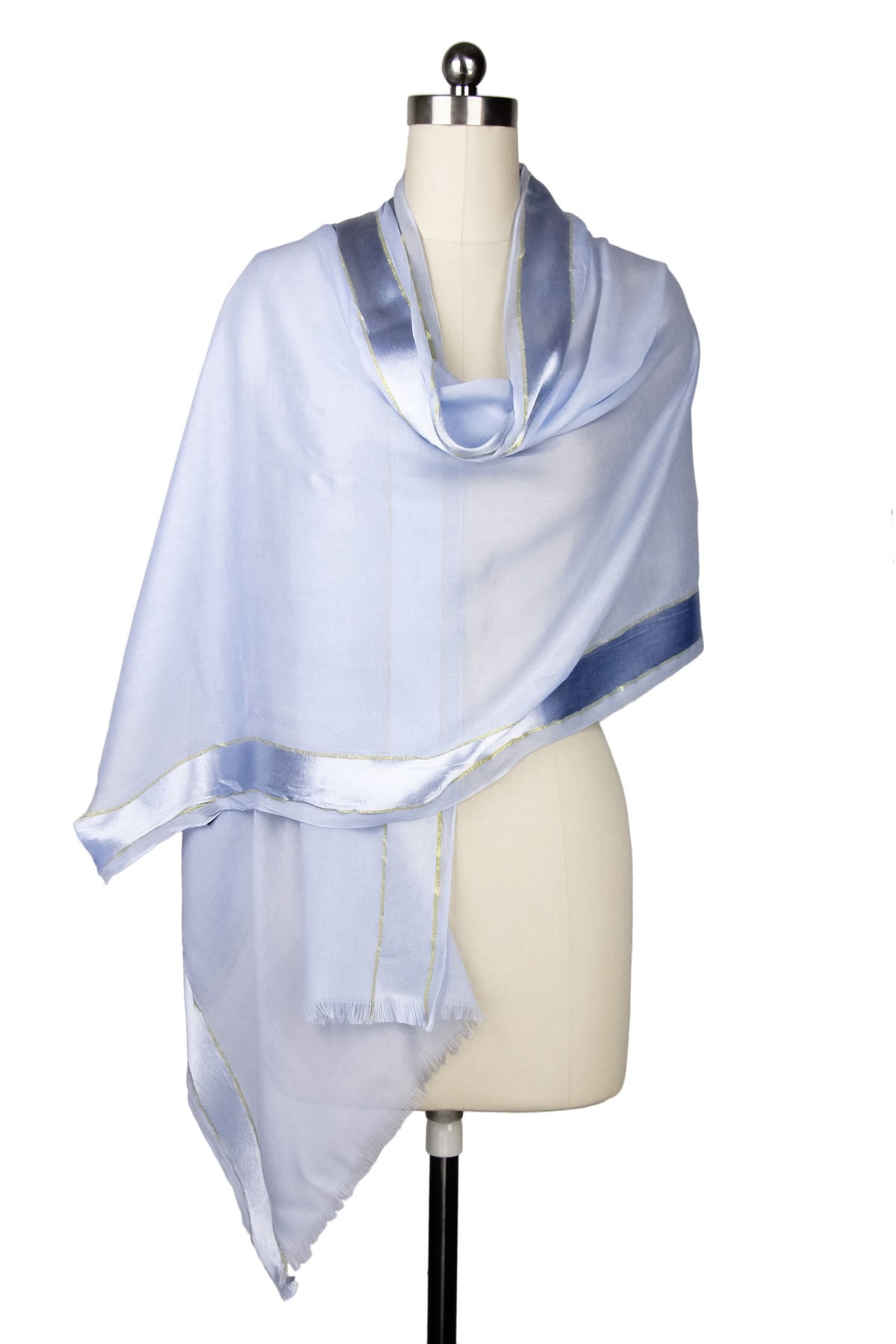 Veroma Semi Sheer Satin Scarf with Shiny Trim